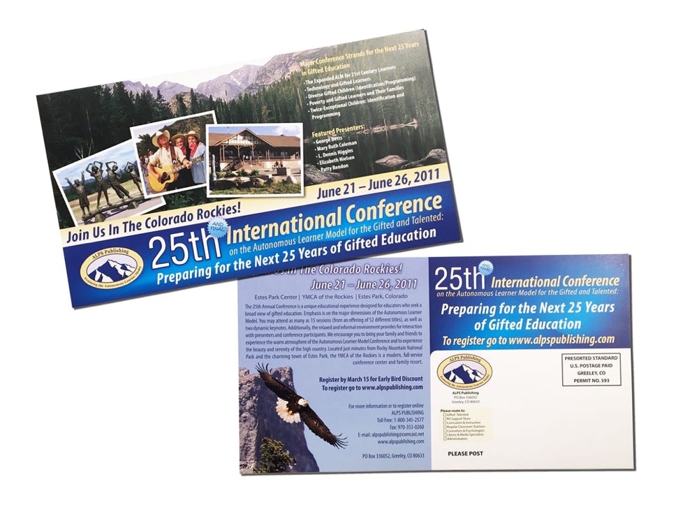 This direct mail looks like a postcard, but opens into a multipage brochure and poster.