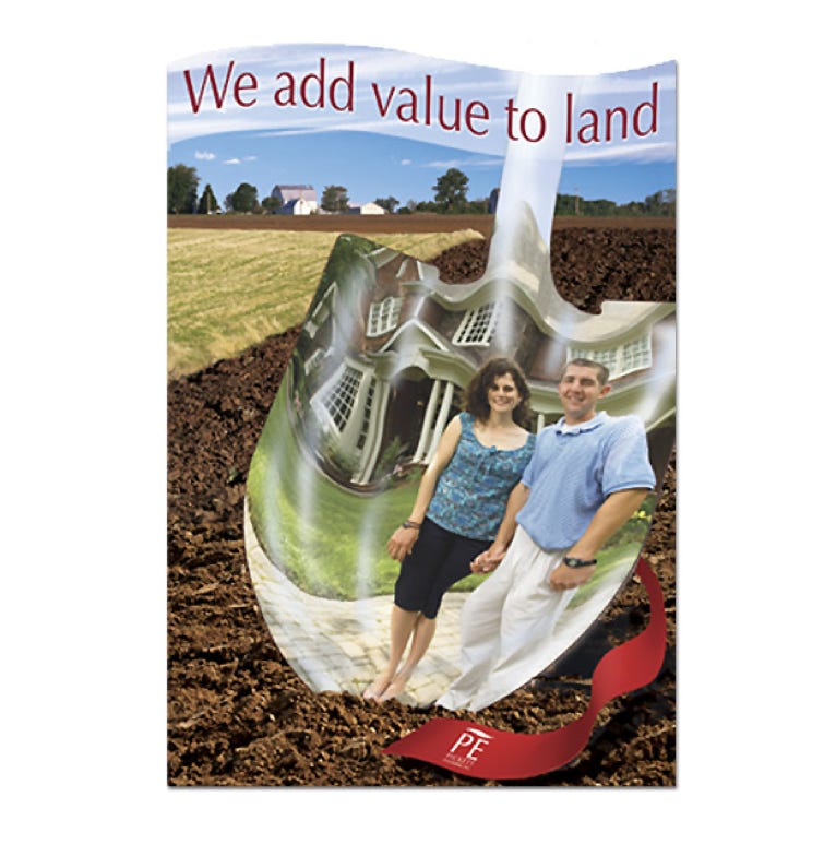 This is the front cover of a presentation folder for a land developer.